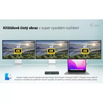 Stație de andocare inteligentă i-tec USB-C pentru trei afișaje, alimentare 100W