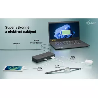 Stație de andocare inteligentă i-tec USB-C pentru trei afișaje, alimentare 100W