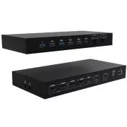 Stație de andocare KVM i-tec USB-C pentru 3 gazde, afișaj dual, alimentare 1x 92W/2x 65W