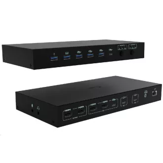 Stație de andocare KVM i-tec USB-C pentru 3 gazde, afișaj dual, alimentare 1x 92W/2x 65W