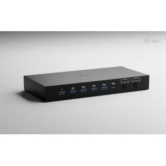 Stație de andocare KVM i-tec USB-C pentru 3 gazde, afișaj dual, alimentare 1x 92W/2x 65W