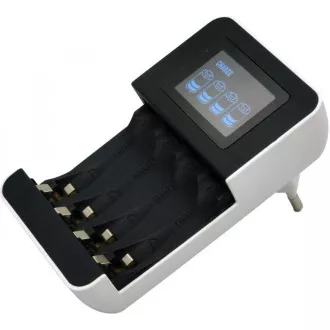 Incarcator Solight cu display LCD, AC 230V, 450mA, 4 canale, AA/AAA, controlat cu microprocesor