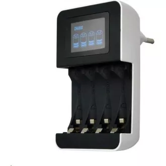 Incarcator Solight cu display LCD, AC 230V, 450mA, 4 canale, AA/AAA, controlat cu microprocesor