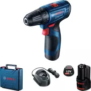BOSCH GSR 120-LI, mașină de găurit/șurubelniță cu acumulator, 0 – 400 / 0 – 1.500 rpm, 8 mm, 2x baterii GBA 12V 2.0Ah