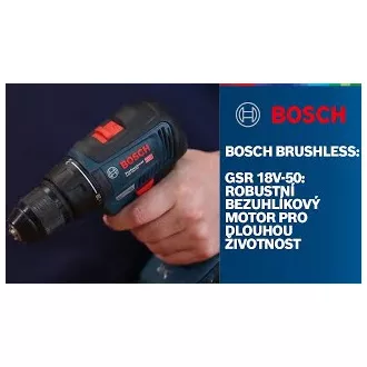 BOSCH GSR 18V-50, șurubelniță de găurit fără fir, 0 - 460 / 0 - 1.800 rpm, 10 mm