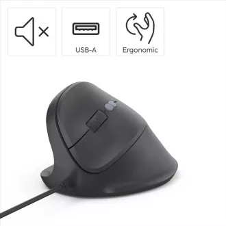 Mouse vertical ergonomic cu fir Hama ECM-500L, pentru stângaci, negru