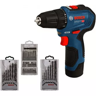 BOSCH GSR 12V-30, șurubelniță de găurit fără fir, 0 - 420 / 0 - 1.600 rpm, 8 mm, set de biți și burghie, geantă BOSCH GSR 12V-30, șurubelniță de găurit fără fir, 0 - 420 / 0 - 1.600 rpm, 8 mm, set de biți și burghie, geantă