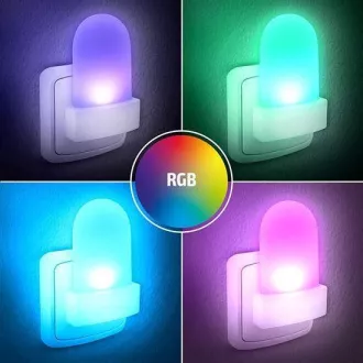 Lumină LED RGB de noapte Solight cu senzor de lumină, culoare opțională, 230V Lumină LED RGB de noapte Solight cu senzor de lumină, culoare opțională, 230V
