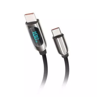 Cablu Solight USB-C cu afișaj, conector USB-C - conector USB-C, 100W, 1m