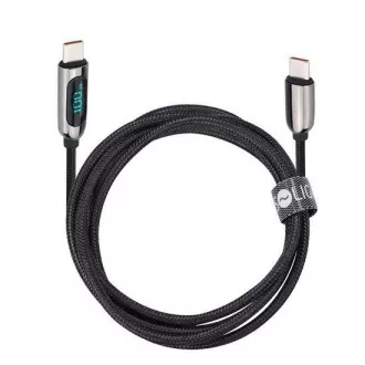 Cablu Solight USB-C cu afișaj, conector USB-C - conector USB-C, 100W, 1m