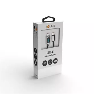 Cablu USB-C Solight cu afișaj, conector USB-C - conector USB-C, 100W, 2m