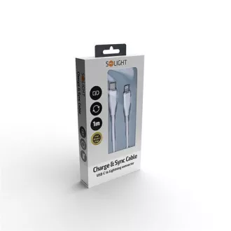 Cablu Solight USB-C/Lightning, conector USB-C - conector Lightning, silicon, 1m