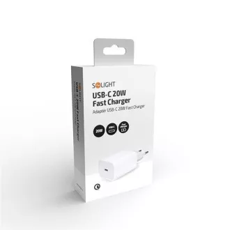 Adaptor de alimentare universal Solight USB-C 20W, alb Adaptor de alimentare universal Solight USB-C 20W, alb