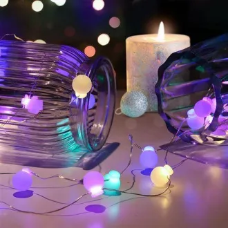 Globuri colorate cu lanț de Crăciun Solight LED, 20x LED, 2m, 2x AA