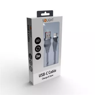 Cablu Solight USB-C, conector USB 2.0 A - conector USB-C 3.1, silicon, 2m