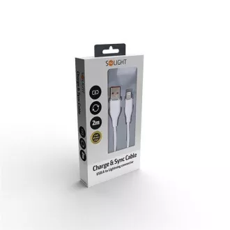 Cablu Lightning Solight, conector USB 2.0 A - Conector Lightning, silicon, 2m