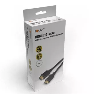 Cablu HDMI Solight cu Ethernet, conector HDMI 2.0 A - conector HDMI 2.0 A, blister, 3m Cablu HDMI Solight cu Ethernet, conector HDMI 2.0 A - conector HDMI 2.0 A, blister, 3m