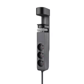Prize portabile de birou Solight 3z + USB A+C, 2m, negru, încărcător rapid USB 20W PD
