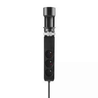 Prize portabile de birou Solight 3z + USB A+C, 2m, negru, încărcător rapid USB 20W PD