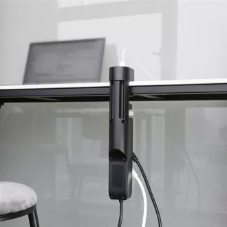 Prize portabile de birou Solight 3z + USB A+C, 2m, negru, încărcător rapid USB 20W PD
