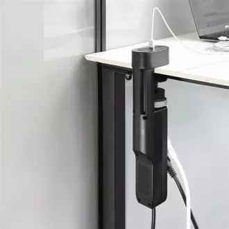 Prize portabile de birou Solight 3z + USB A+C, 2m, negru, încărcător rapid USB 20W PD