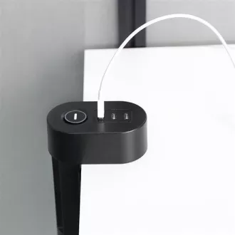 Prize portabile de birou Solight 3z + USB A+C, 2m, negru, încărcător rapid USB 20W PD