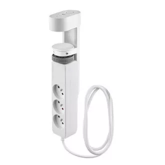 Prize portabile de birou Solight 3z + USB A+C, 2m, alb, încărcător rapid USB 20W PD
