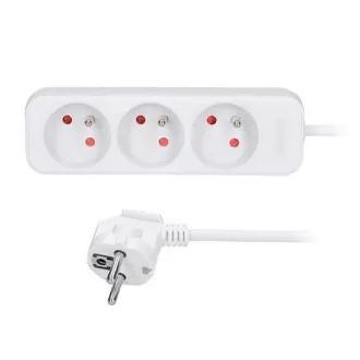 Prelungitor Solight 3m, 3 prize, 16A/3680W, PVC, alb