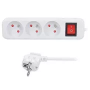 Prelungitor Solight 3m, 3 prize, întrerupător, 16A/3680W, PVC, alb
