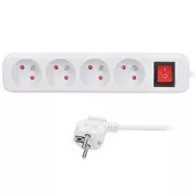 Prelungitor Solight 3m, 4 prize, întrerupător, 16A/3680W, PVC, alb
