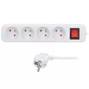 Prelungitor Solight 5m, 4 prize, întrerupător, 16A/3680W, PVC, alb