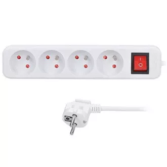 Prelungitor Solight 5m, 4 prize, întrerupător, 16A/3680W, PVC, alb Prelungitor Solight 5m, 4 prize, întrerupător, 16A/3680W, PVC, alb
