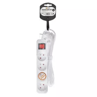 Prelungitor Solight 5m, 4 prize, întrerupător, 16A/3680W, PVC, alb Prelungitor Solight 5m, 4 prize, întrerupător, 16A/3680W, PVC, alb