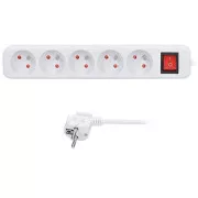 Prelungitor Solight 3m, 5 prize, întrerupător, 16A/3680W, PVC, alb