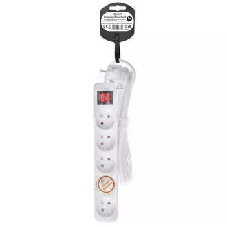 Prelungitor Solight 3m, 5 prize, întrerupător, 16A/3680W, PVC, alb