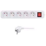 Prelungitor Solight 5m, 5 prize, întrerupător, 16A/3680W, PVC, alb