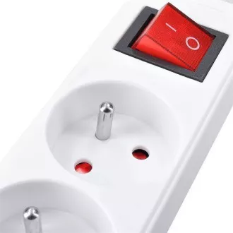 Prelungitor Solight 5m, 5 prize, întrerupător, 16A/3680W, PVC, alb