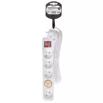Prelungitor Solight 5m, 5 prize, întrerupător, 16A/3680W, PVC, alb