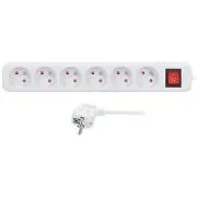 Prelungitor Solight 5m, 6 prize, întrerupător, 16A/3680W, PVC, alb