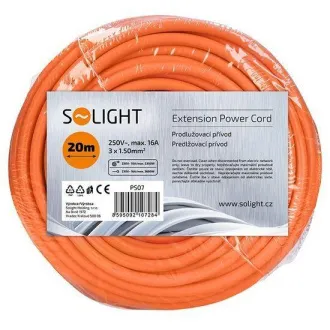 Prelungitor Solight - conector, 1 priză, 20m, 3 x 1, 5mm2, portocaliu