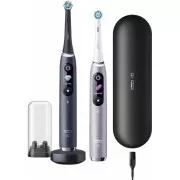 Set de periuțe de dinți electrice Oral-B iO Series 9 Duo Black Onyx & Rose Quartz, magnetic, 7 moduri, AI