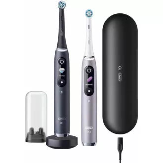 Set de periuțe de dinți electrice Oral-B iO Series 9 Duo Black Onyx & Rose Quartz, magnetic, 7 moduri, AI