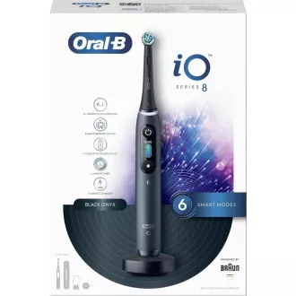 Periuță de dinți electrică Oral-B iO8 Black Onyx, magnetică, 6 moduri, temporizator, senzor de presiune, carcasă, negru
