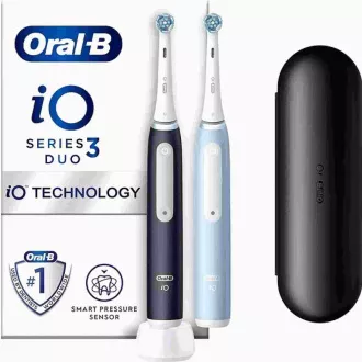 Periuță de dinți electrică Oral-B iO Series 3 Duo Black & Blue, 3 moduri, temporizator, senzor de presiune, husă Periuță de dinți electrică Oral-B iO Series 3 Duo Black & Blue, 3 moduri, temporizator, senzor de presiune, husă
