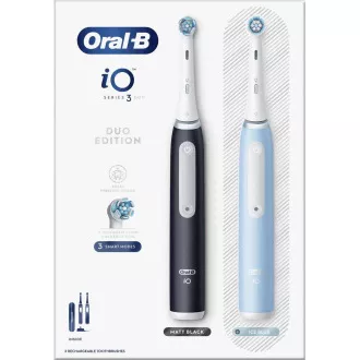 Periuță de dinți electrică Oral-B iO Series 3 Duo Black & Blue, 3 moduri, temporizator, senzor de presiune, husă Periuță de dinți electrică Oral-B iO Series 3 Duo Black & Blue, 3 moduri, temporizator, senzor de presiune, husă