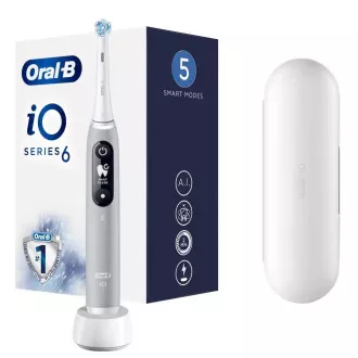 Periuță de dinți electrică Oral-B iO Series 6 Grey Opal, magnetică, 5 moduri, senzor de presiune, AI, husă Periuță de dinți electrică Oral-B iO Series 6 Grey Opal, magnetică, 5 moduri, senzor de presiune, AI, husă