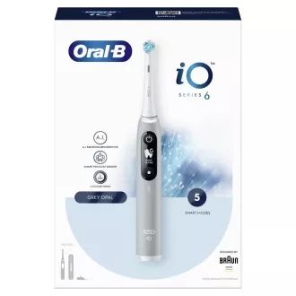 Periuță de dinți electrică Oral-B iO Series 6 Grey Opal, magnetică, 5 moduri, senzor de presiune, AI, husă Periuță de dinți electrică Oral-B iO Series 6 Grey Opal, magnetică, 5 moduri, senzor de presiune, AI, husă