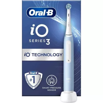 Periuță de dinți electrică Oral-B iO3 Ice Blue, magnetică, 3 moduri, temporizator, senzor de presiune, albastru Periuță de dinți electrică Oral-B iO3 Ice Blue, magnetică, 3 moduri, temporizator, senzor de presiune, albastru