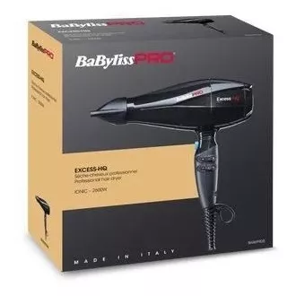 Uscător de păr Babyliss PRO BAB6990IE Excess HQ, 2600 W, 2 viteze, 3 temperaturi, cu concentrator, negru