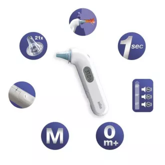 Braun IRT 3030 ThermoScan 3, termometru pentru copii, fără contact, cu infraroșu, în ureche